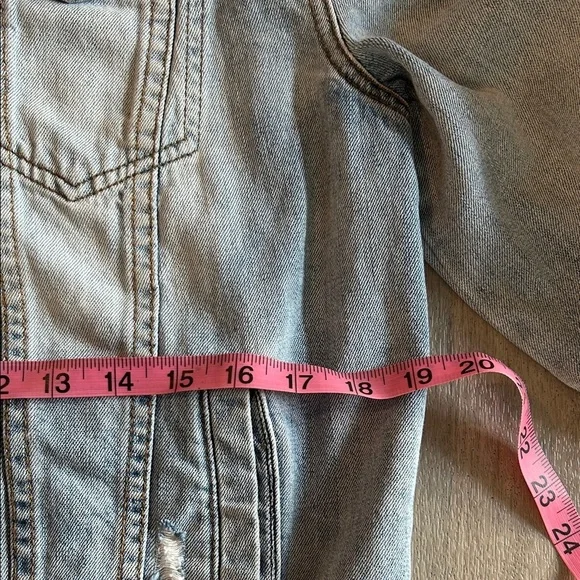 Kut from the Kloth Light Blue Distressed Jean Jacket - Picture 8 of 16